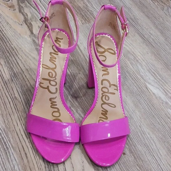Sam Edelman Hot Pink Patent Block Heel Sandals - Picture 2 of 14